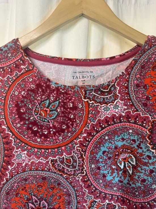 Talbots - PIMA CREWNECK TEE - CIRCLE PAISLEY - Picture 4 of 8